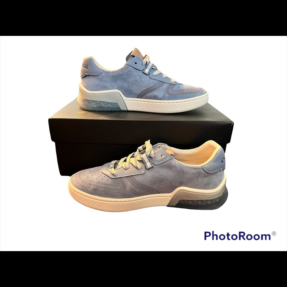 Women’s blue suede sneakers